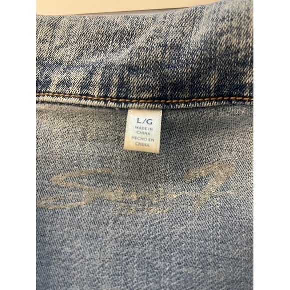 Seven7 Womens Large Denim Trucker Jean Jacket Light Wash Boho Classic Western - Picture 8 of 10
